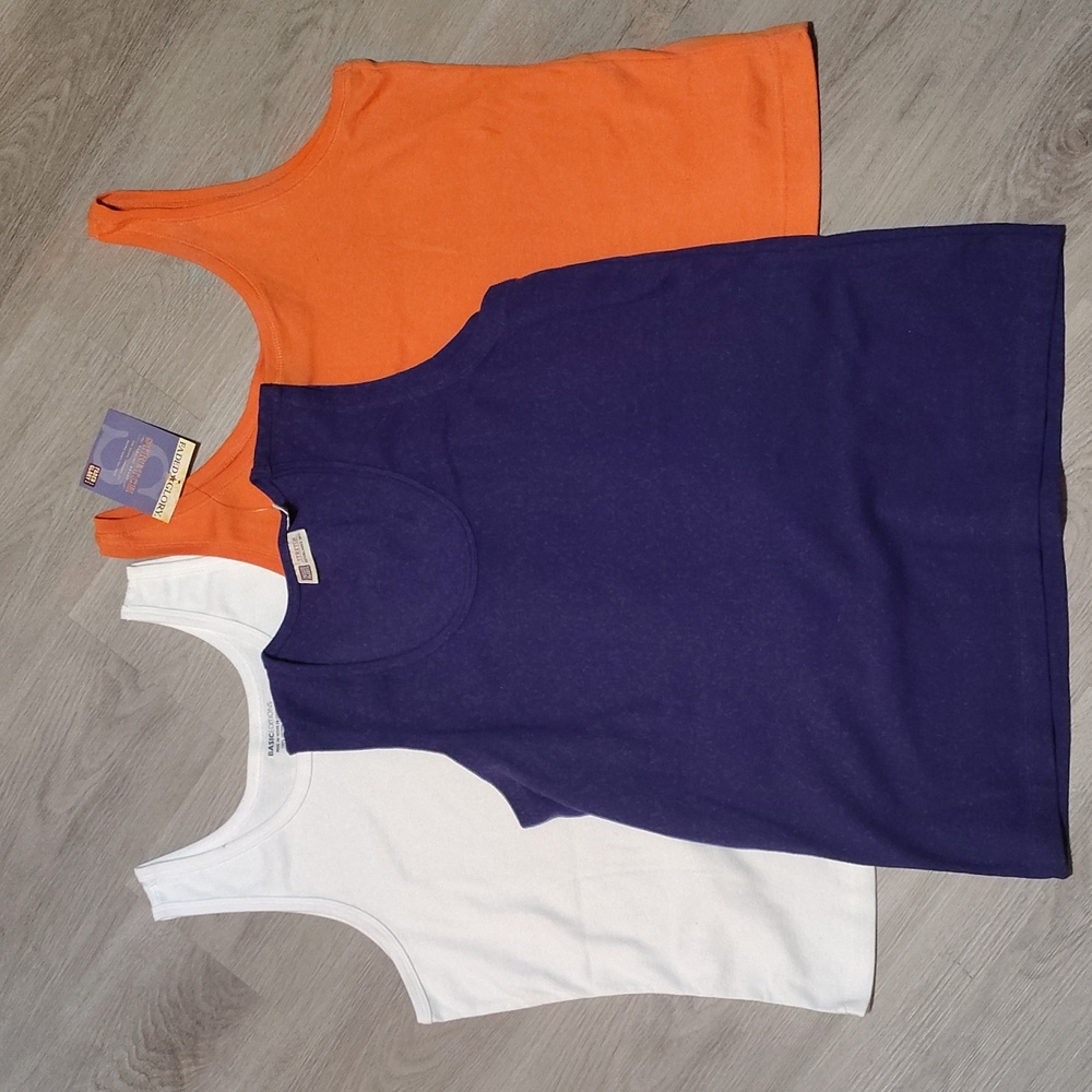 3/$15🌀🆕3PC Tank Top Lot - Orange, Purple, White Sz XL